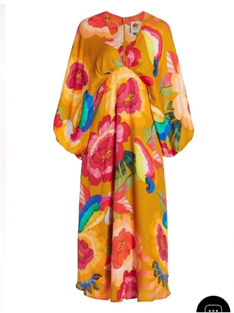 FARM Rio Floral Cashew V-Neck Long Sleeve Maxi Dress - Orange - Picture 2 of 6